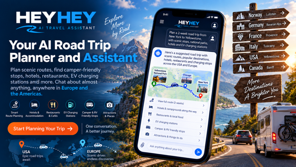 AI Trip Planner with AI Assistant for road and camper travel

